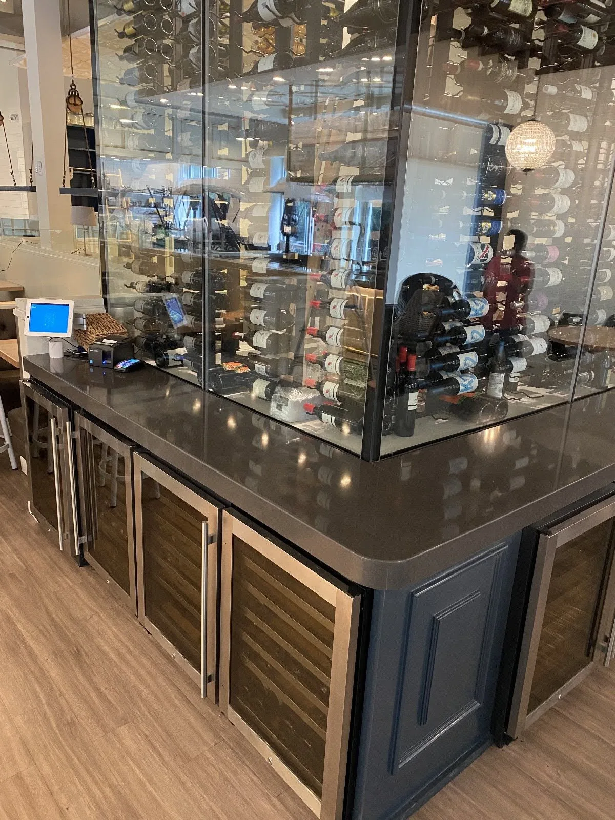 Quartz counter with a glass display case — Commercial